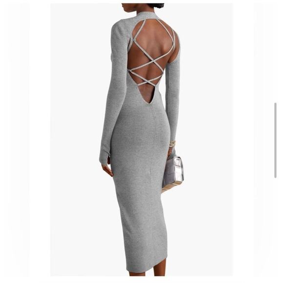 Dion Lee Wool Dress Ribbed Knit Bodycon Cutout Baddie Going Out Party Cut Out 8 - Picture 4 of 8